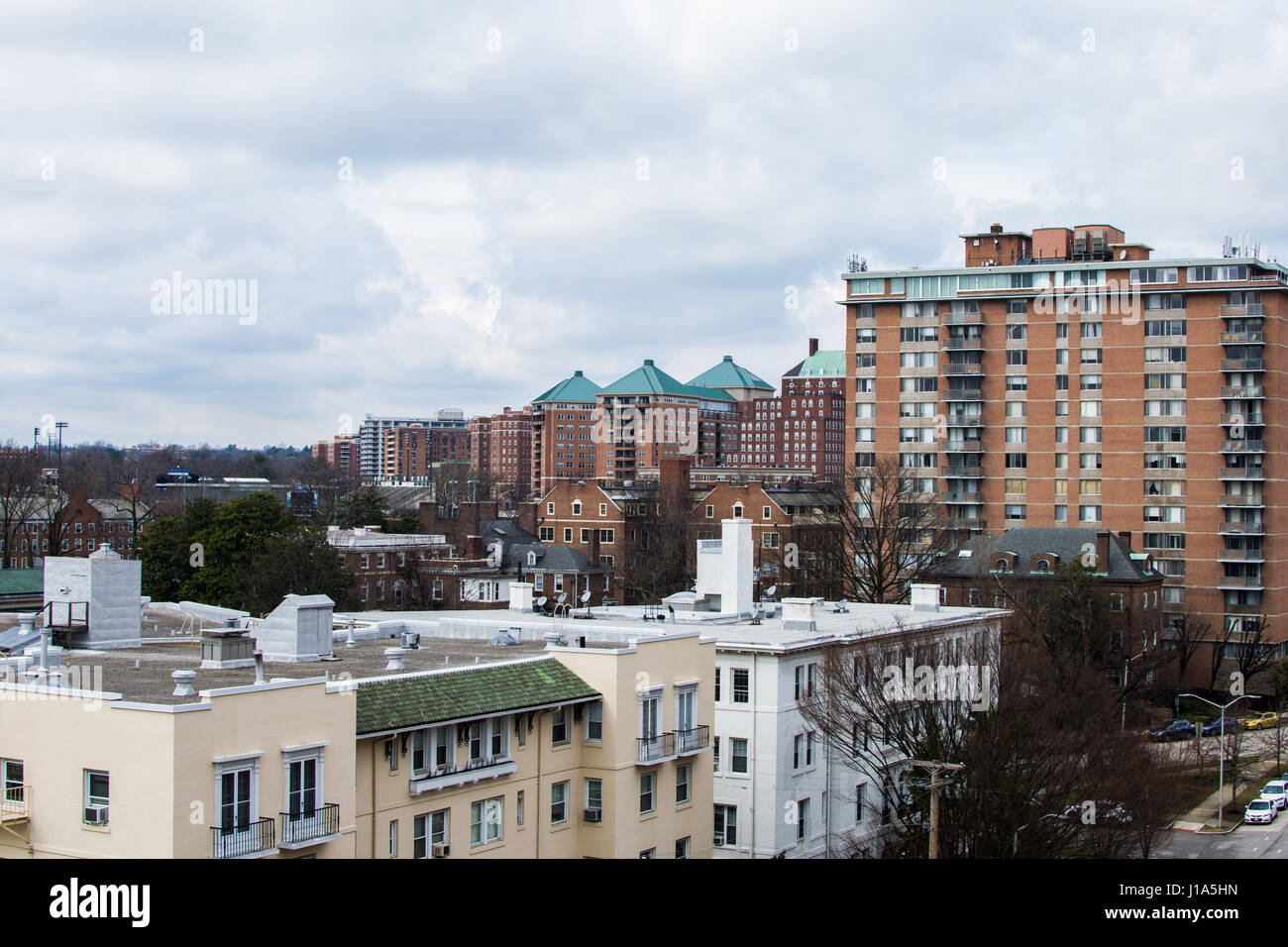 Aerial View of Saint Paul Street in Charles Village in Baltimore