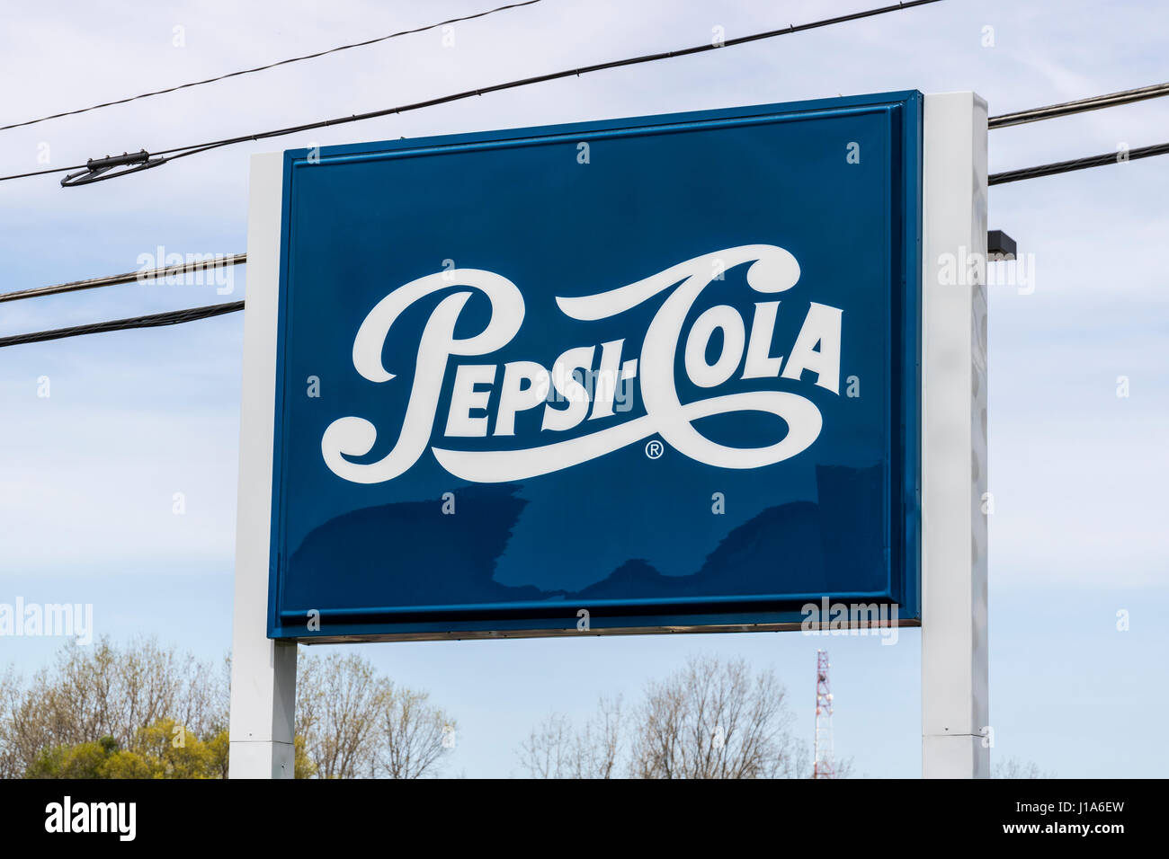 Fort Wayne - Circa April 2017: Legacy Pepsi Signage and Logo. Pepsi is one of the largest beverage producers in the world I Stock Photo