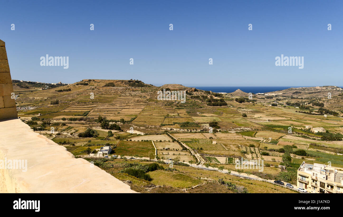 View looking North from The Citadel, Victoria, Gozo, Malta Stock Photo