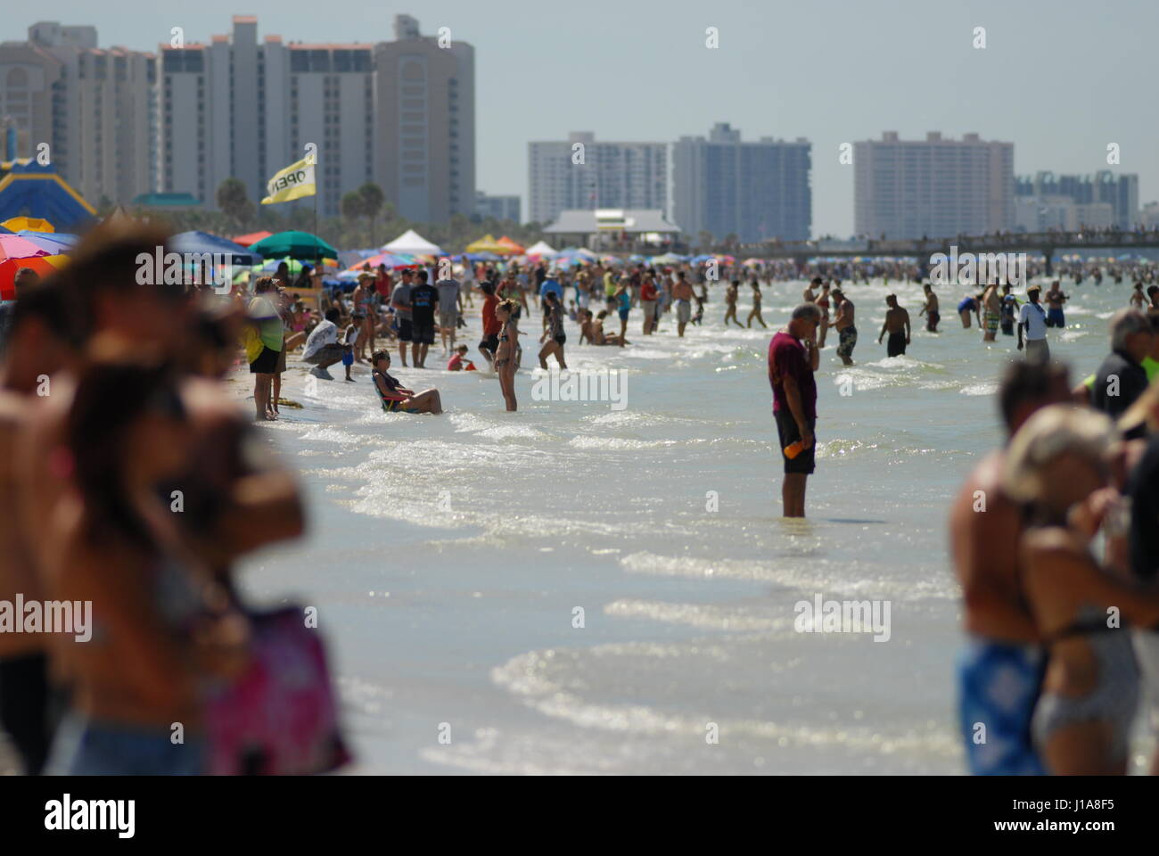 clear water beach Florida USA people on beach good times Stock Photo