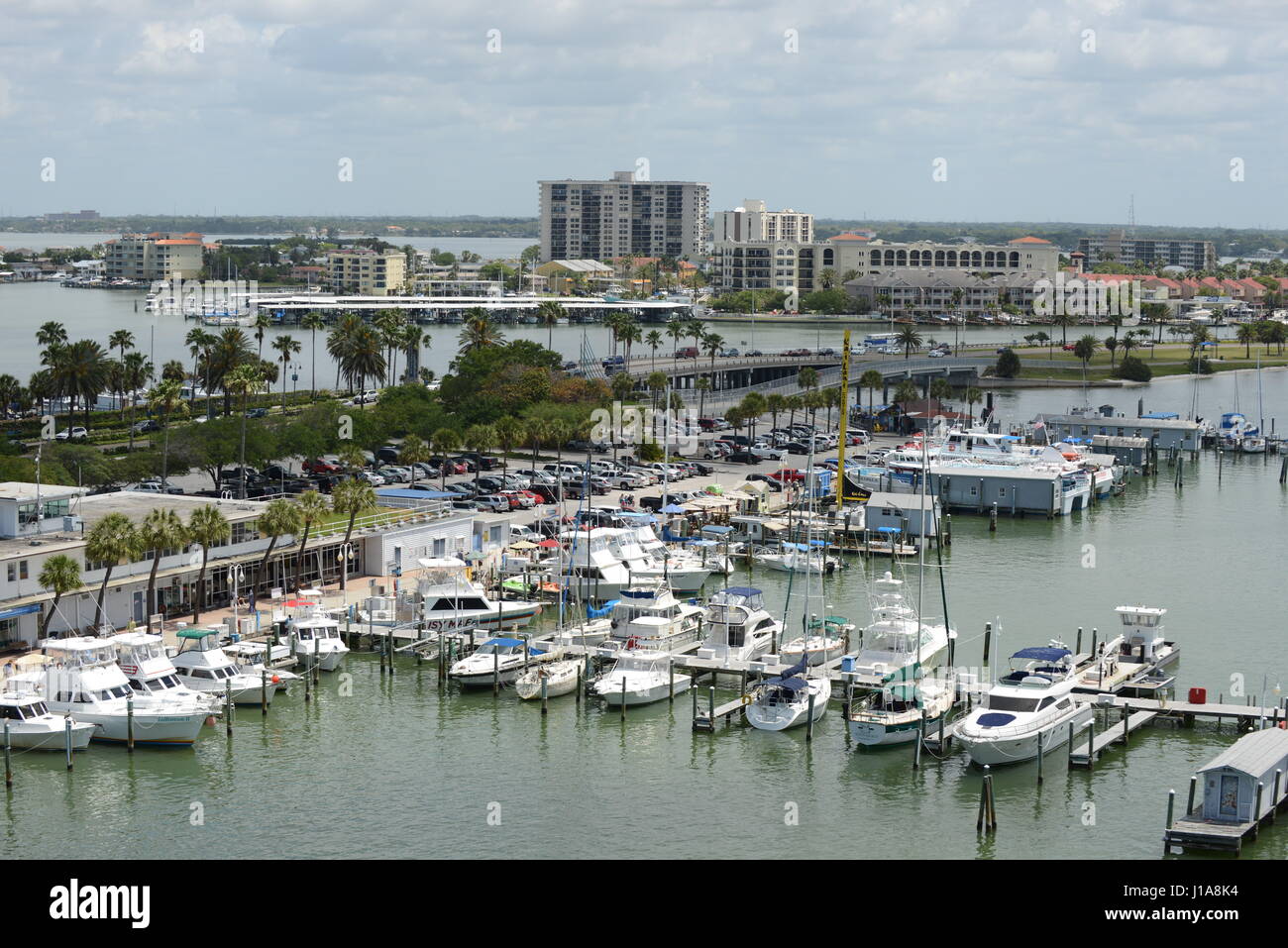 boats and docks aerial clear water beach Florida Stock Photo Alamy