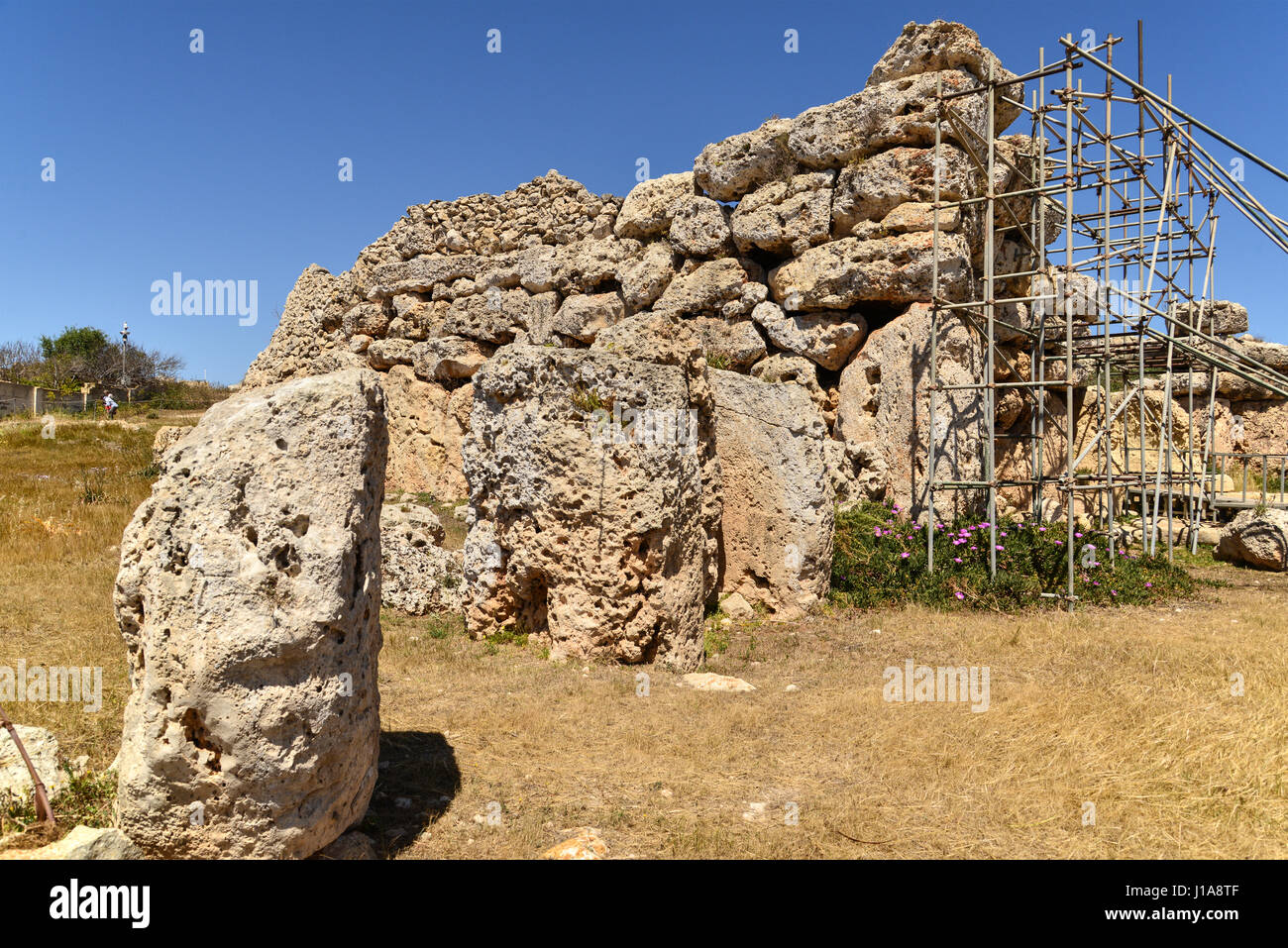 South-Western Elevation - Ġgantija Neolithic Temple - Gozo, Malta Stock Photo