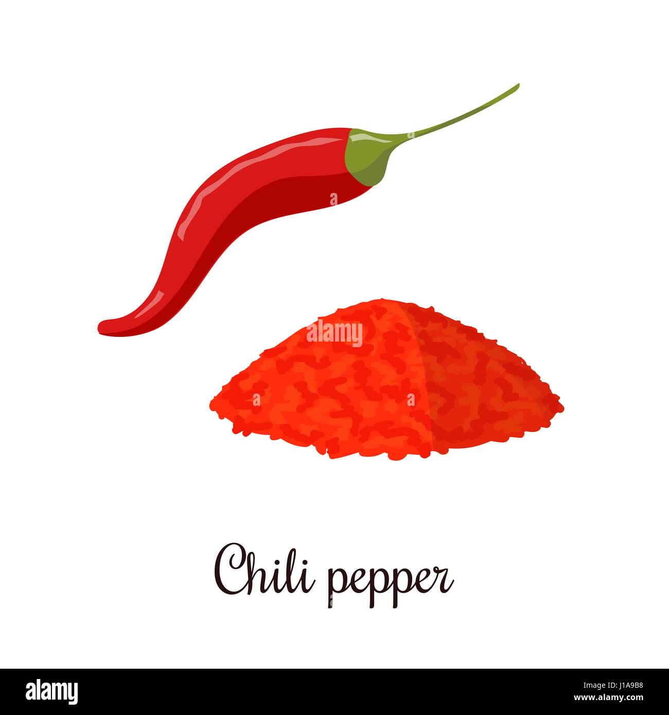 Chili pepper and powder realistic style isolated Stock Vector