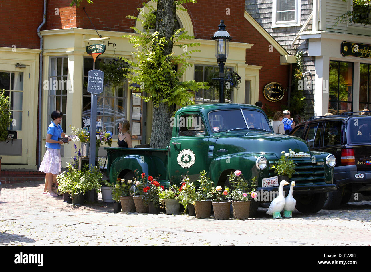 Wildflower Farm truck in down town  Nantucket Island, Massachusetts, USA Stock Photo
