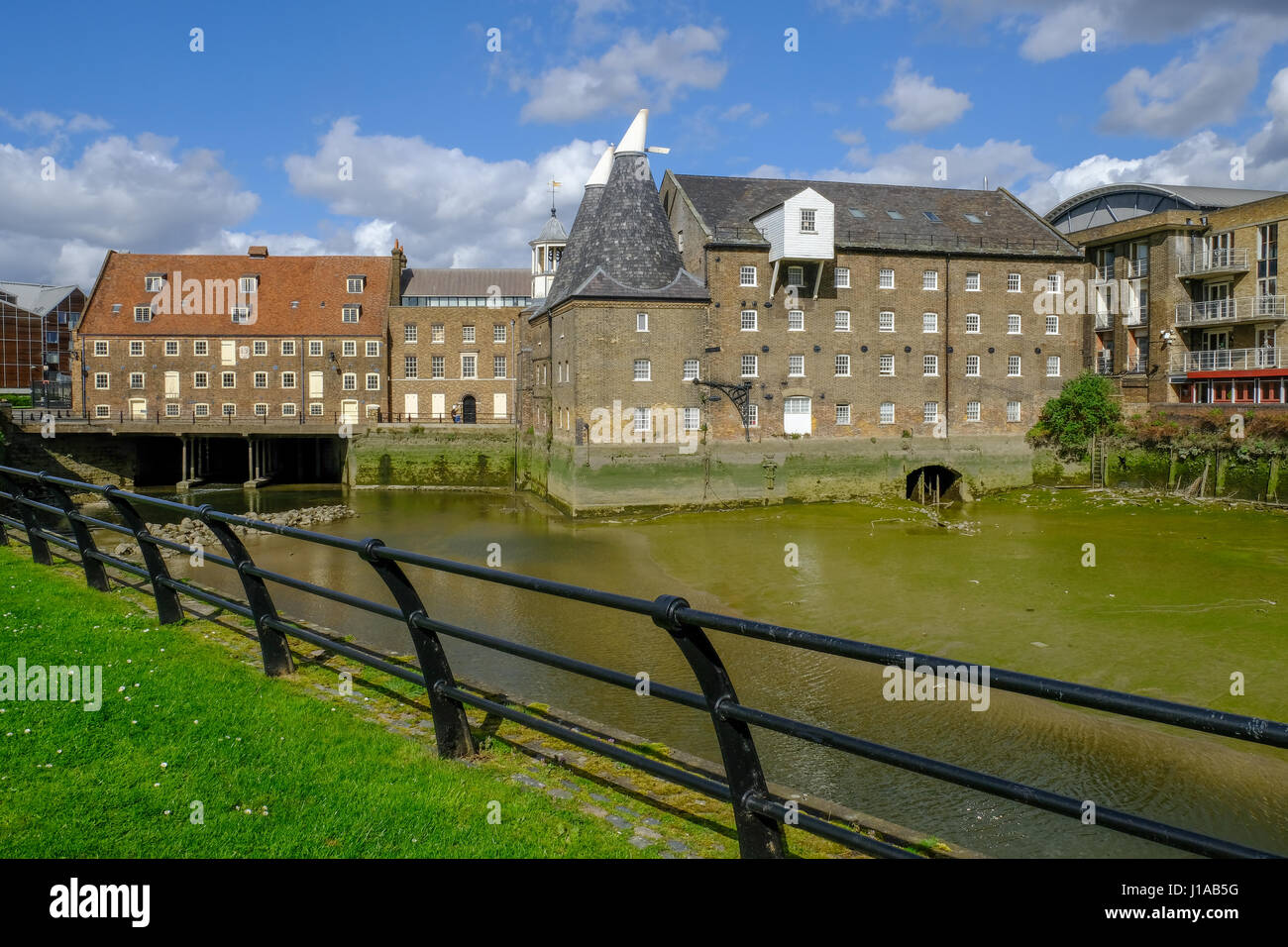 Three Mills, House Mill and River Lea in East London. Stock Photo