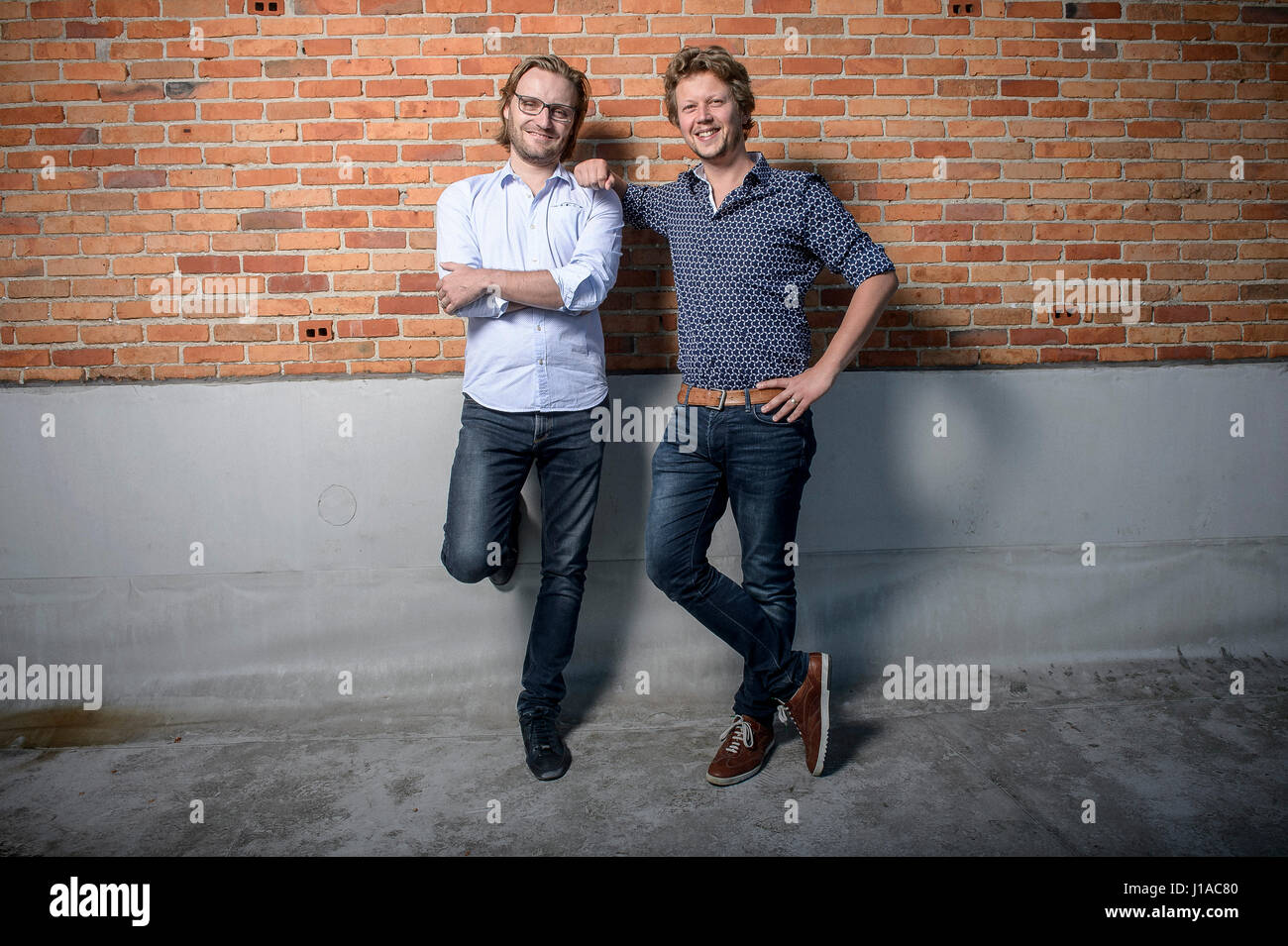 Aalst, Belgium. 07th Sep, 2016. Michel de Wachter (L) and Jonas De Cooman, COs of Appiness at their office in Aalst, Belgium on 07.09.2016 by Wiktor Dabkowski | usage worldwide Credit: dpa/Alamy Live News Stock Photo
