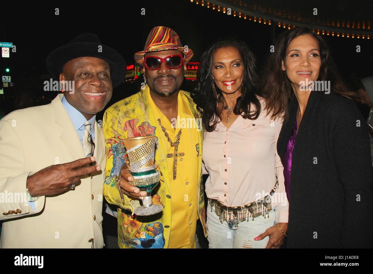 Hollywood, California, USA. 17th Apr, 2017. I15900CHW.Hollyweed Films Presents ''GROW HOUSE'' Los Angeles Premiere .Regency Village and Bruin Theatre, Westood Village, Los Angeles CA.04/17/2017.MICHAEL COLYAR, BISHOP ''DON MAGIC'' JUAN, KATHLEEN BRADLEY AND ANGELA MEANS . © Clinton H.Wallace/Photomundo International/ Photos Inc Credit: Clinton Wallace/Globe Photos/ZUMA Wire/Alamy Live News Stock Photo