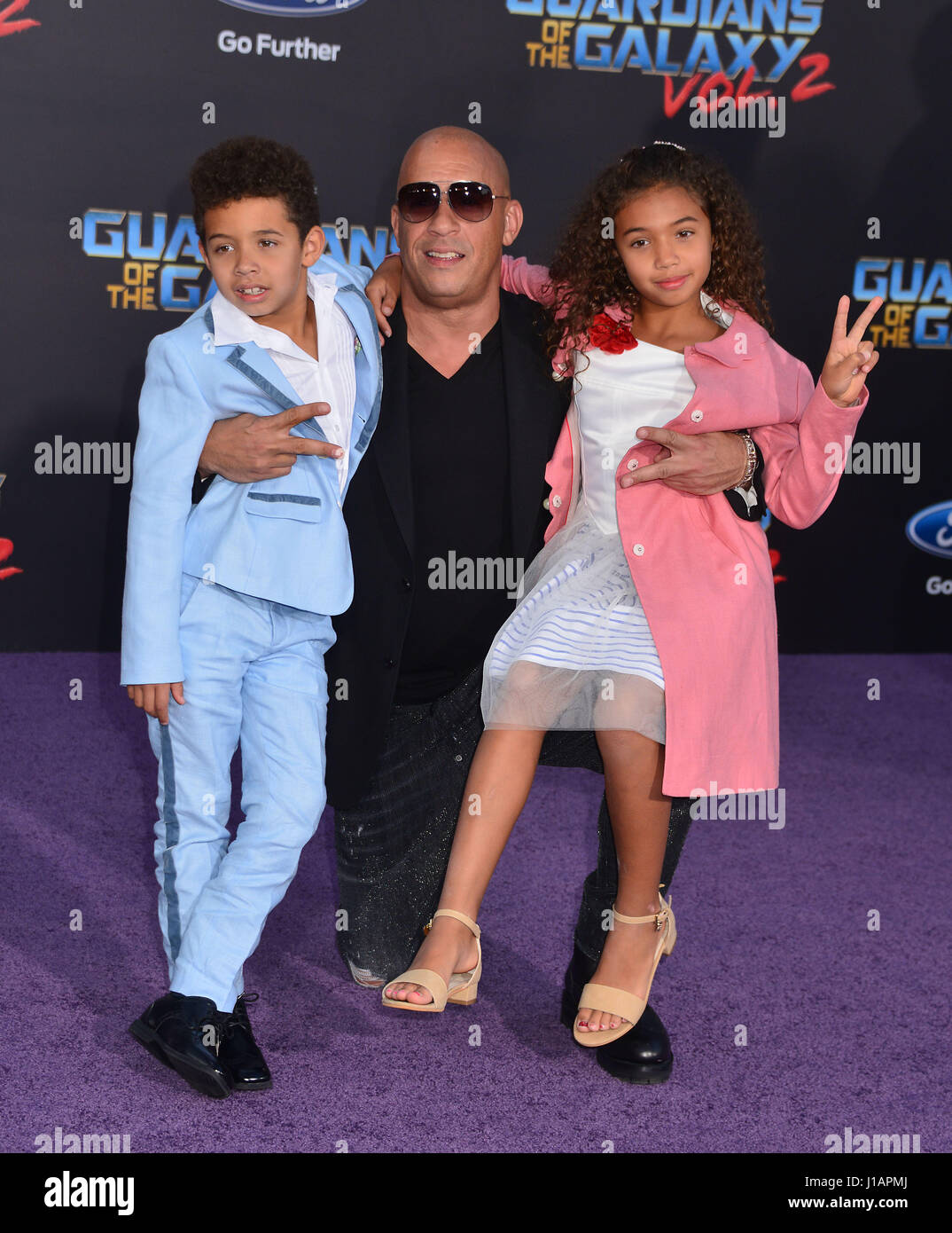 Los Angeles, USA. 18th Apr, 2017. Vin Diesel, daughter Hania Riley Sinclair, son Vincent