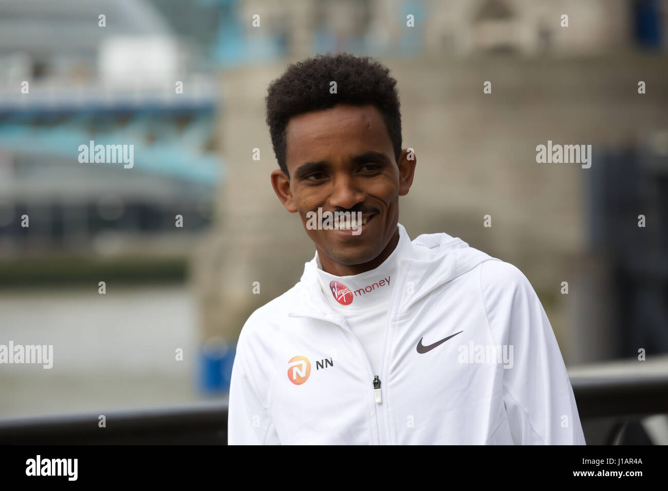 Tower Bridge Uk 20th Apr 2017 Virgin Money London Marathon Elite - tower bridge uk 20th apr 2017 virgin money london marathon elite man ghirmay ghebreslassie eritrea attends a photocall by tower bridge ahead of the