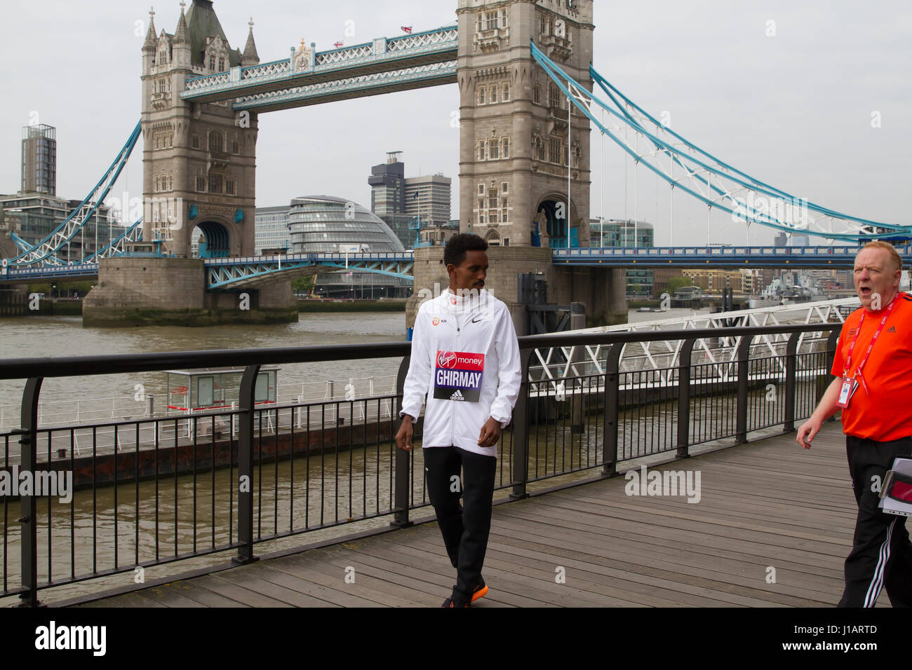 Tower Bridge Uk 20th Apr 2017 Virgin Money London Marathon Elite - tower bridge uk 20th apr 2017 virgin money london marathon elite man ghirmay ghebreslassie eritrea attends a photocall by tower bridge ahead of the