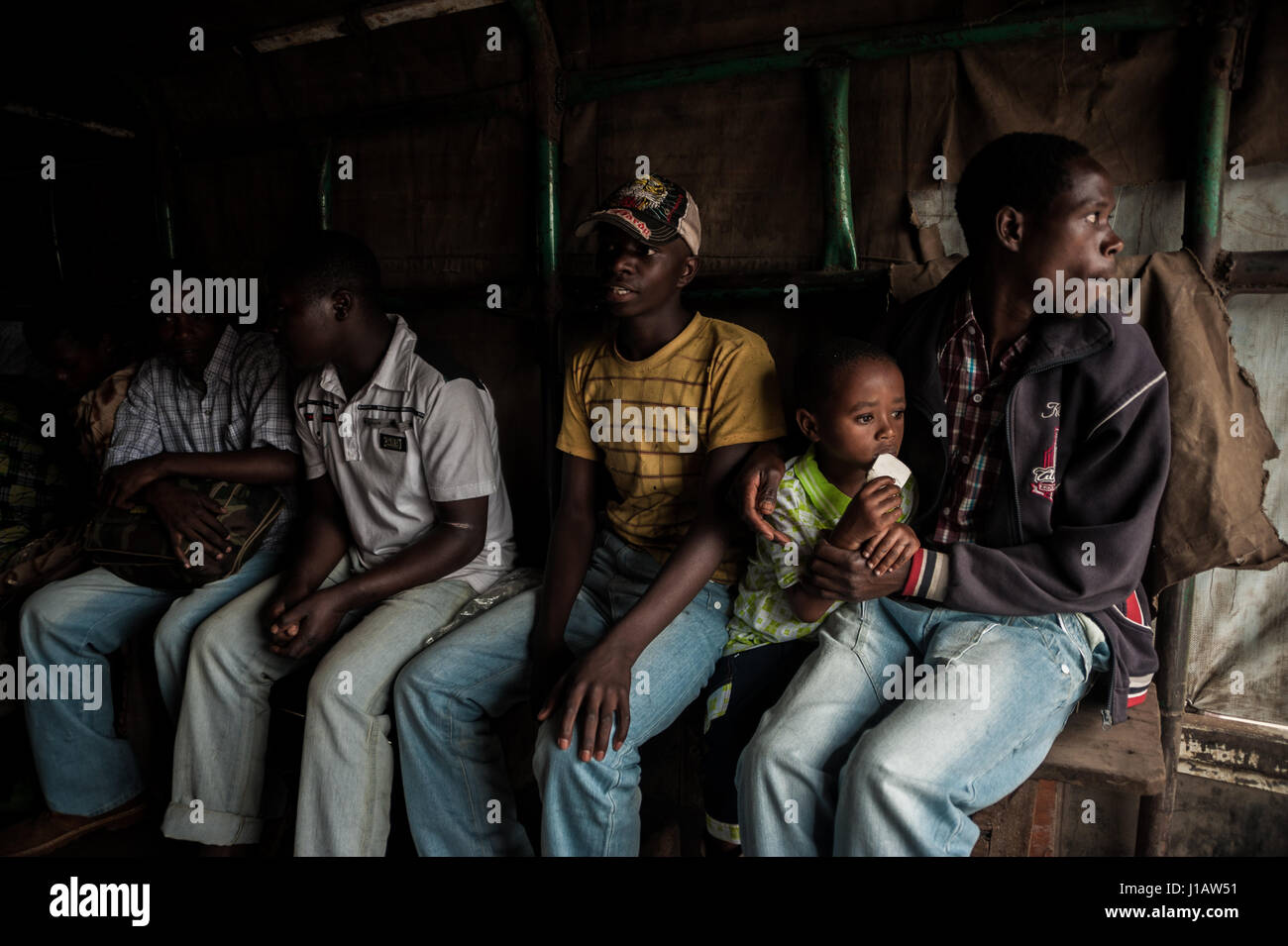 Former Democratic Republic of Congo militia members being repatriated to Rwanda from a United Nations demobilization camp in Goma, North Kivu, DRC Stock Photo