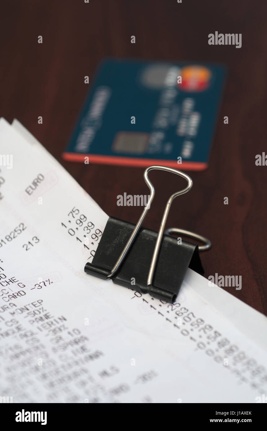 credit card and  receipts Stock Photo