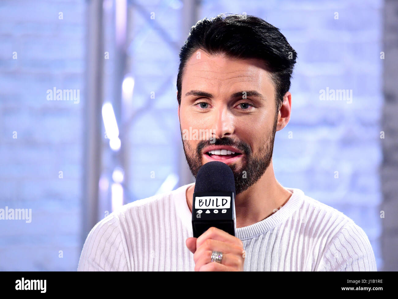 Rylan Clark-Neal joins BUILD for a live interview at AOL's Capper Street Studio in London. Stock Photo