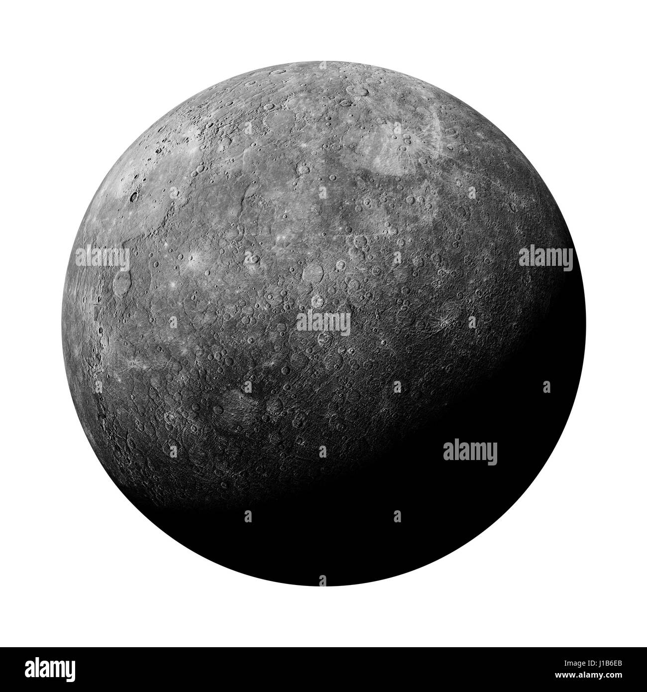 planet Mercury isolated on white background (3d illustration,  elements of this image are furnished by NASA) Stock Photo