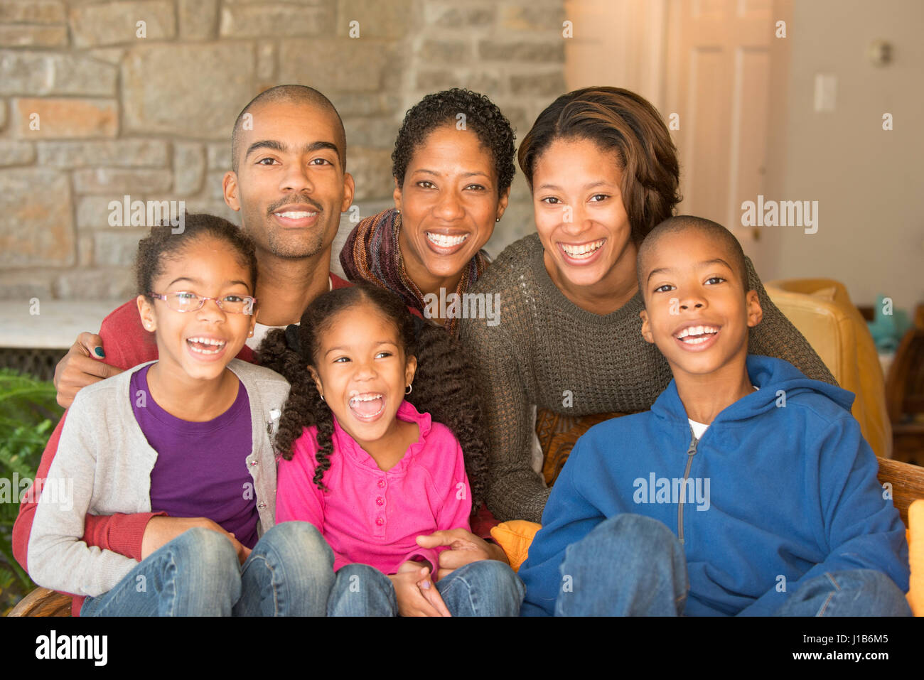 Portrait of smiling multi-ethnic family Stock Photo