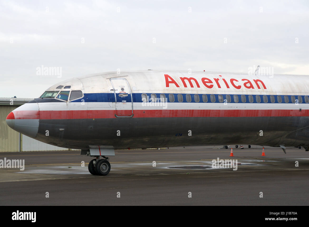 SEATTLE, WASHINGTON, USA - JAN 27th, 2017: An American Airlines Boeing 727-200 MSN 21386, Registration N874AA, built in 1978, since 2003 registered to the MUSEUM OF FLIGHT FOUNDATION Stock Photo