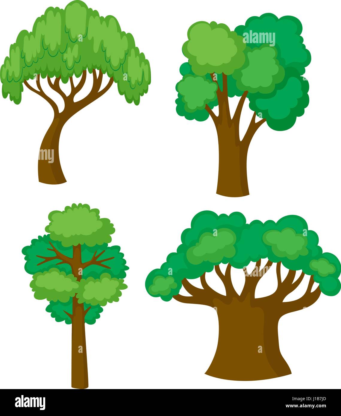 4 Tree Typse Trees in four different shapes illustration Stock Vector Image & Art ...