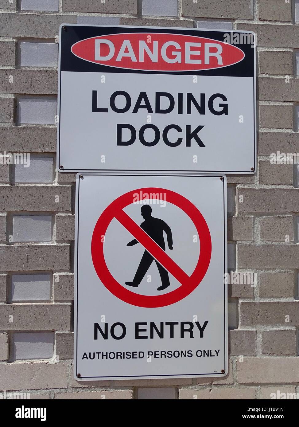Sign depicting Danger at a Loading Dock Stock Photo