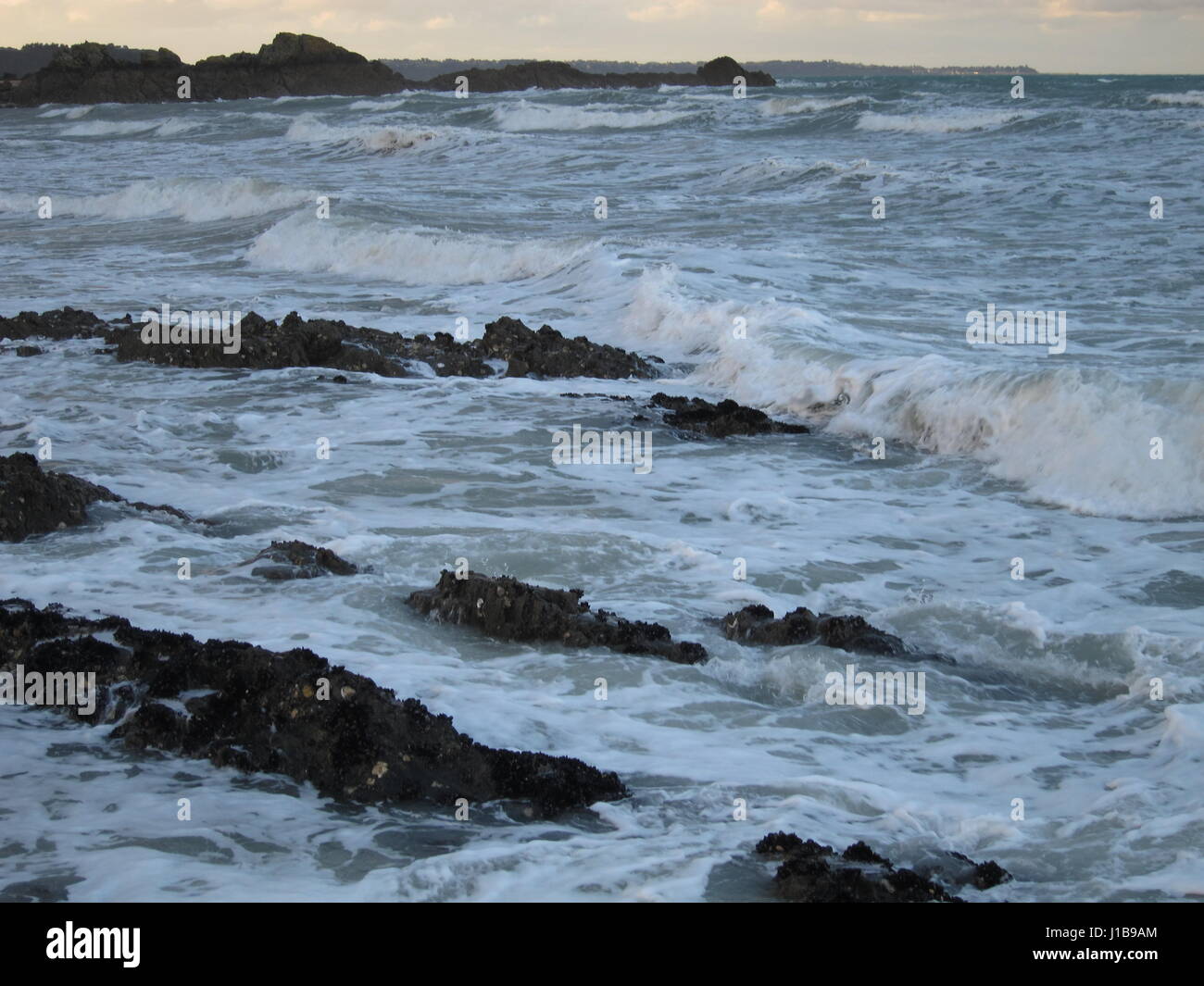 The Brittany coast to Plerin, storm Stock Photo - Alamy