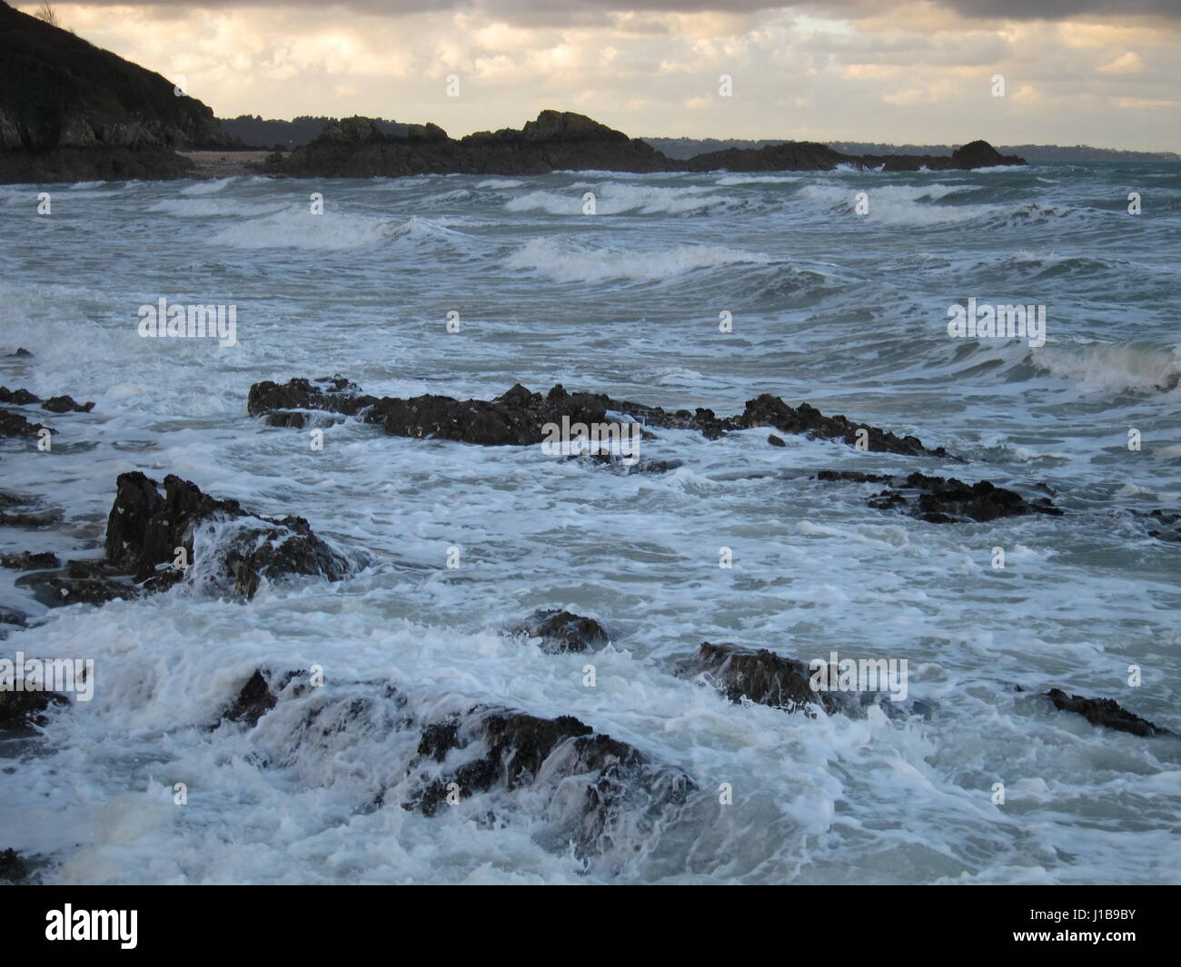 The Brittany coast to Plerin, storm Stock Photo - Alamy