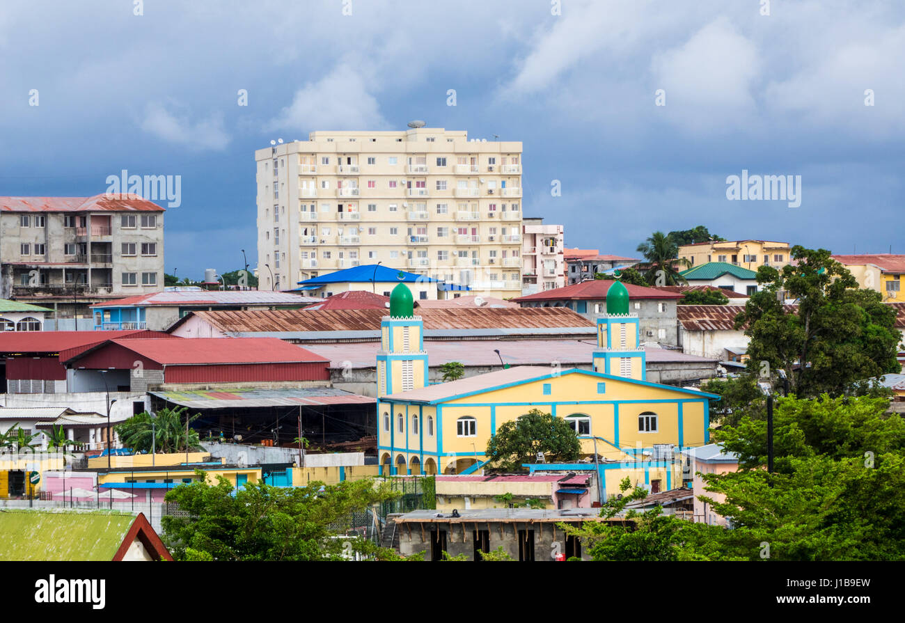 View over city and town roofs in Bata, Equatorial Guinea, West Africa Stock Photo
