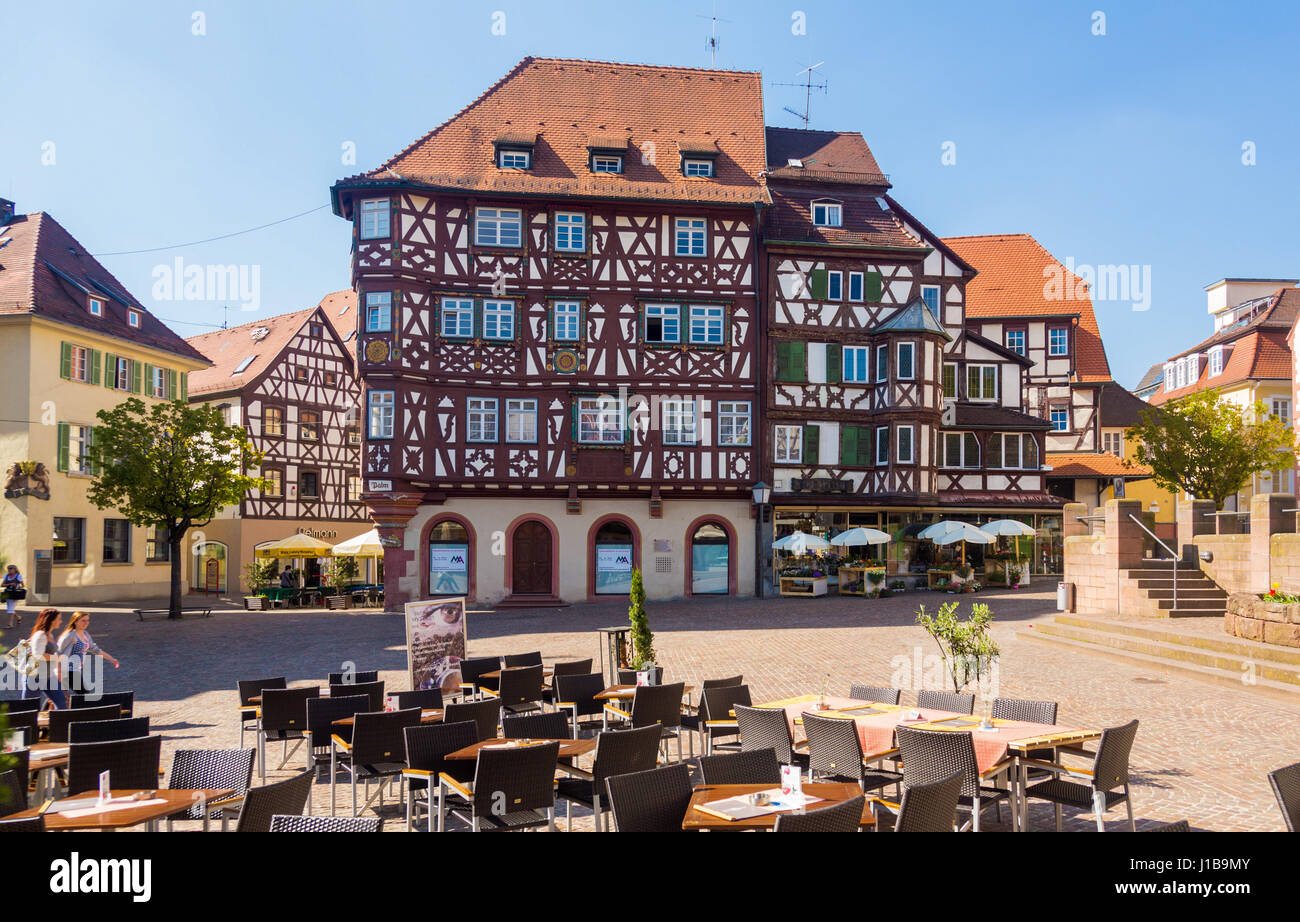 Palm'sche House in ancient town of Mosbach, Baden Wuerttemberg, in Southern Germany, Europe Stock Photo