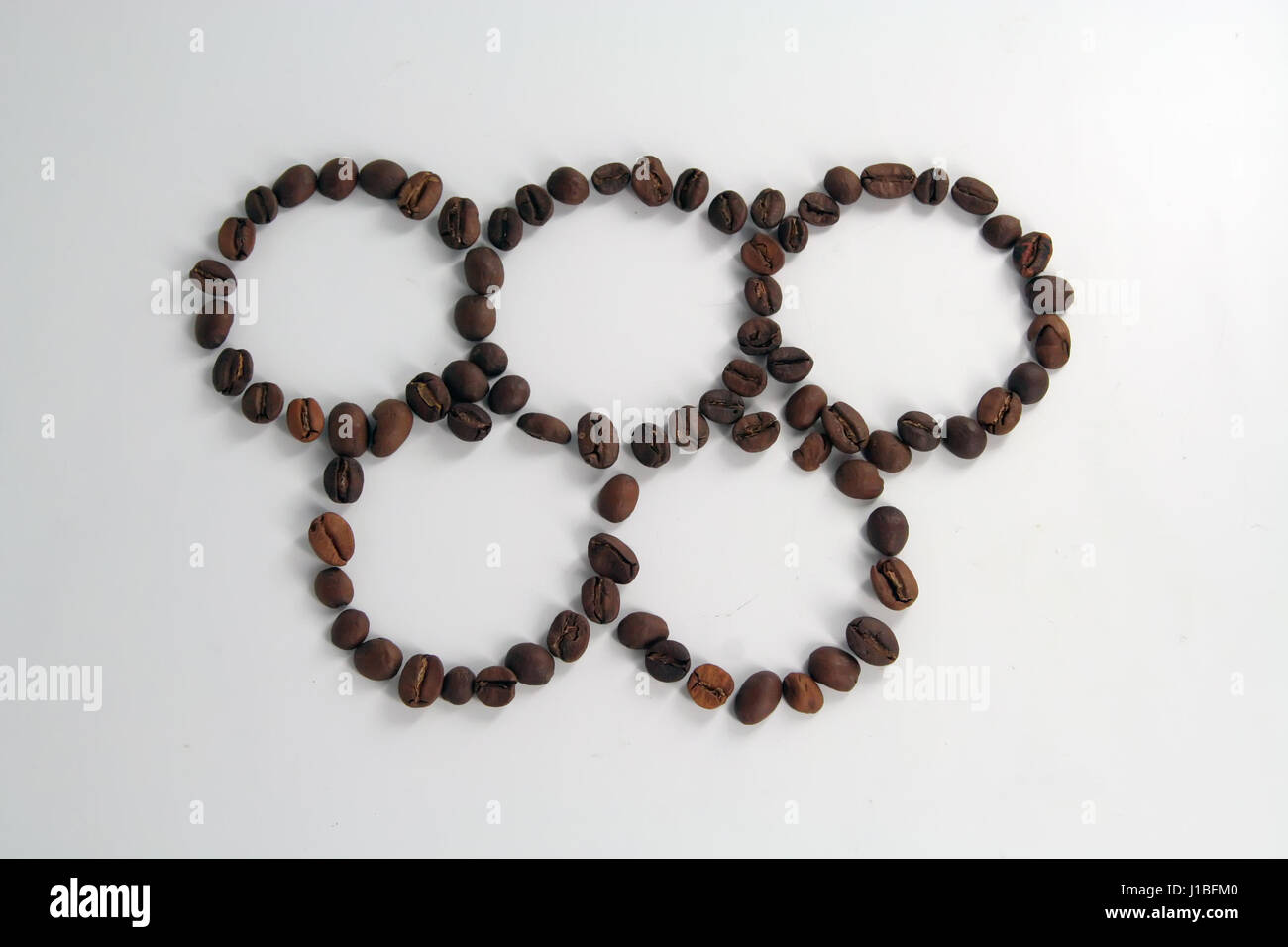Olympic circles shaped coffee beans. Olympics in Rio Stock Photo Alamy