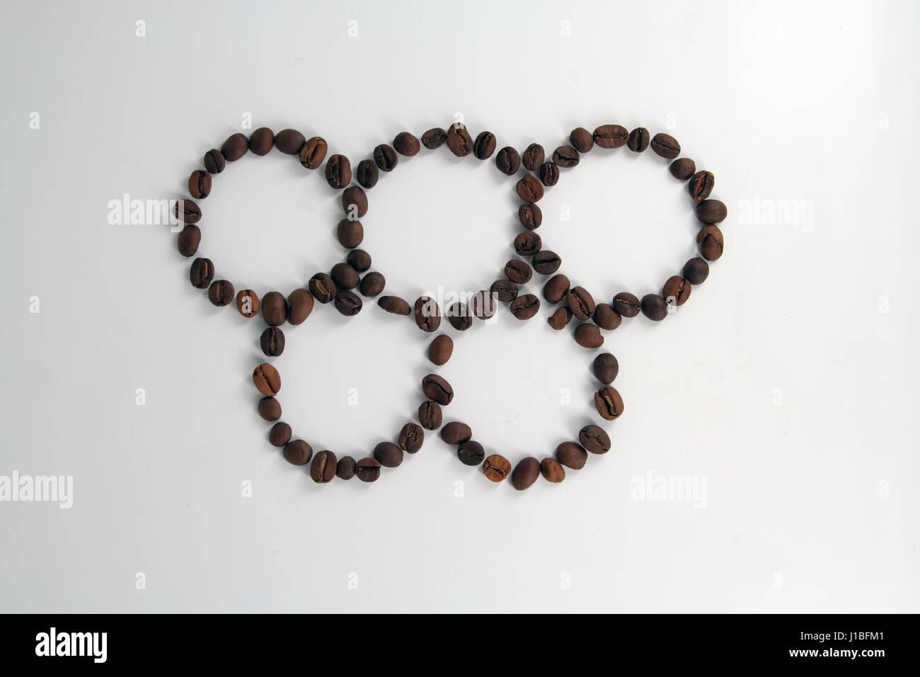 Olympic circles shaped coffee beans. Olympics in Rio Stock Photo Alamy