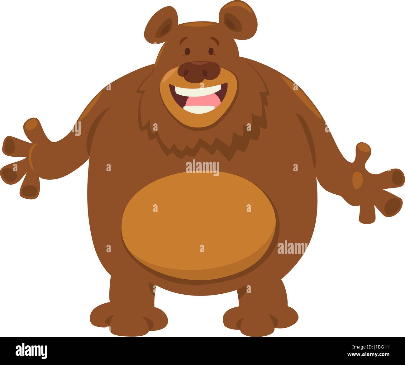 Cartoon Illustration of Happy Brown Bear Animal Character Stock Vector ...