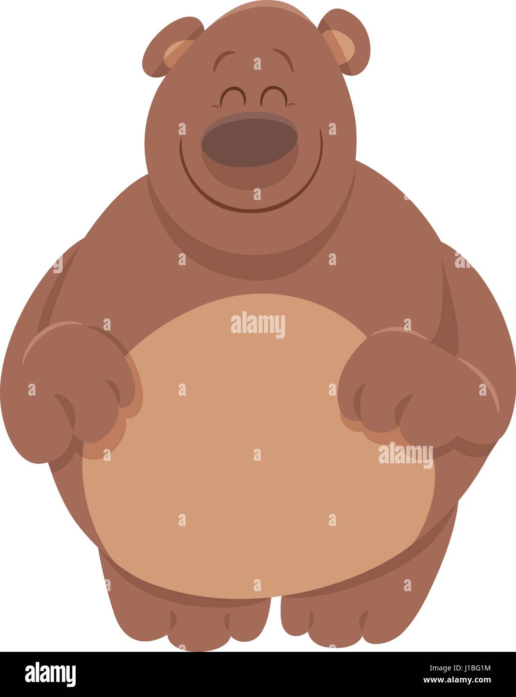 Cartoon Illustration of Cheerful Brown Bear Animal Character Stock ...