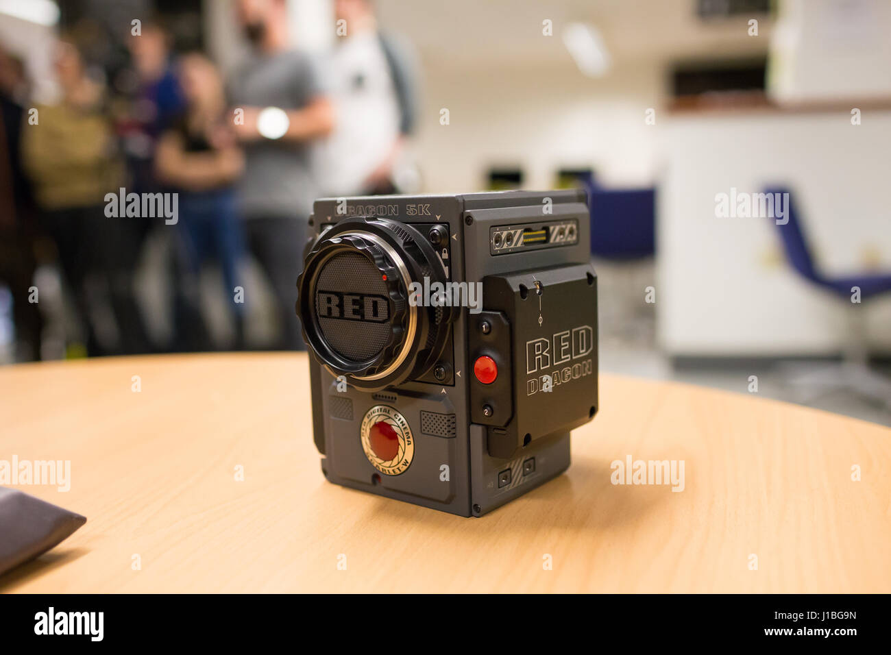 EUGENE, OR - APRIL 7, 2017: RED Cameras cinema production equipment in a filmmaking lab at the University of Oregon during a lecture and demonstration Stock Photo