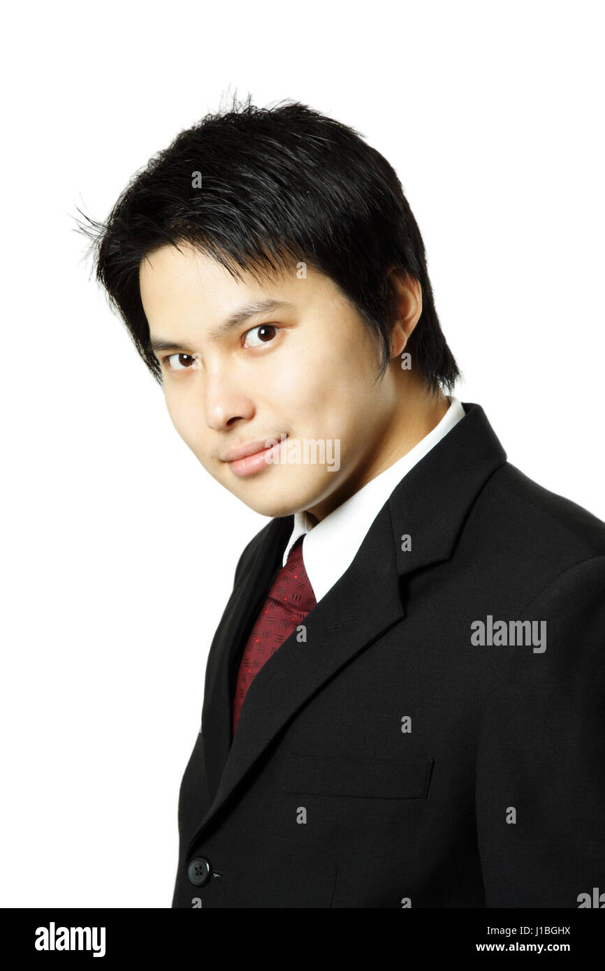 A young businessman posing (in isolated white Stock Photo - Alamy