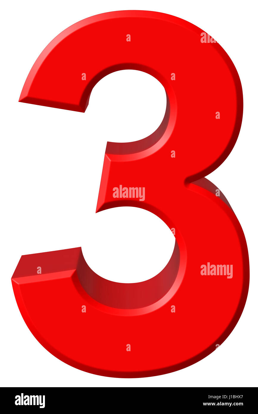 Numeral 3, three, isolated on white background, 3d render Stock Photo ...