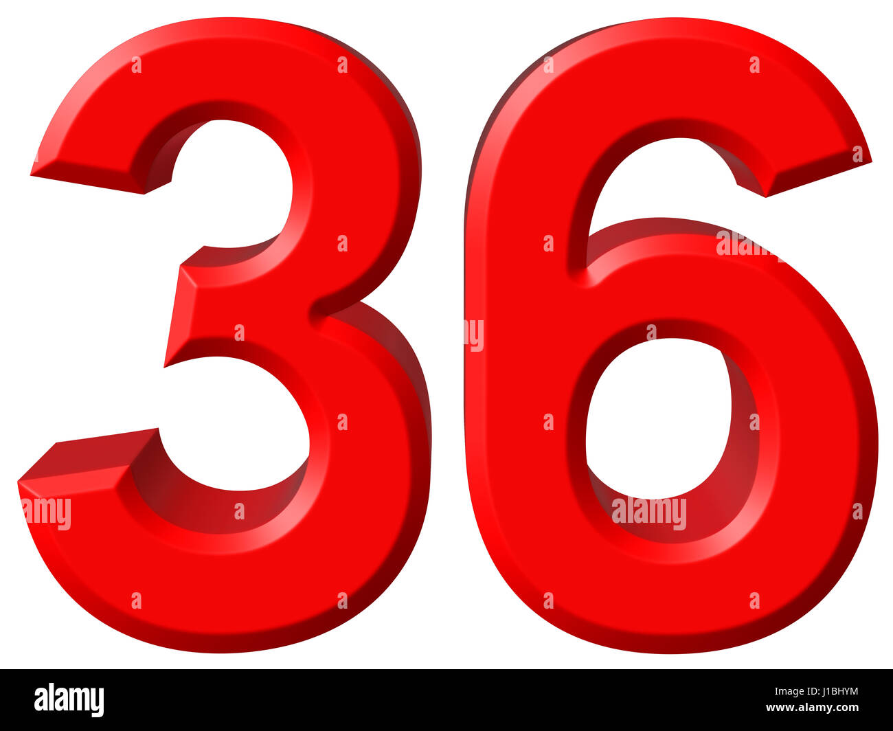 Numeral 36, thirty six, isolated on white background, 3d render Stock ...