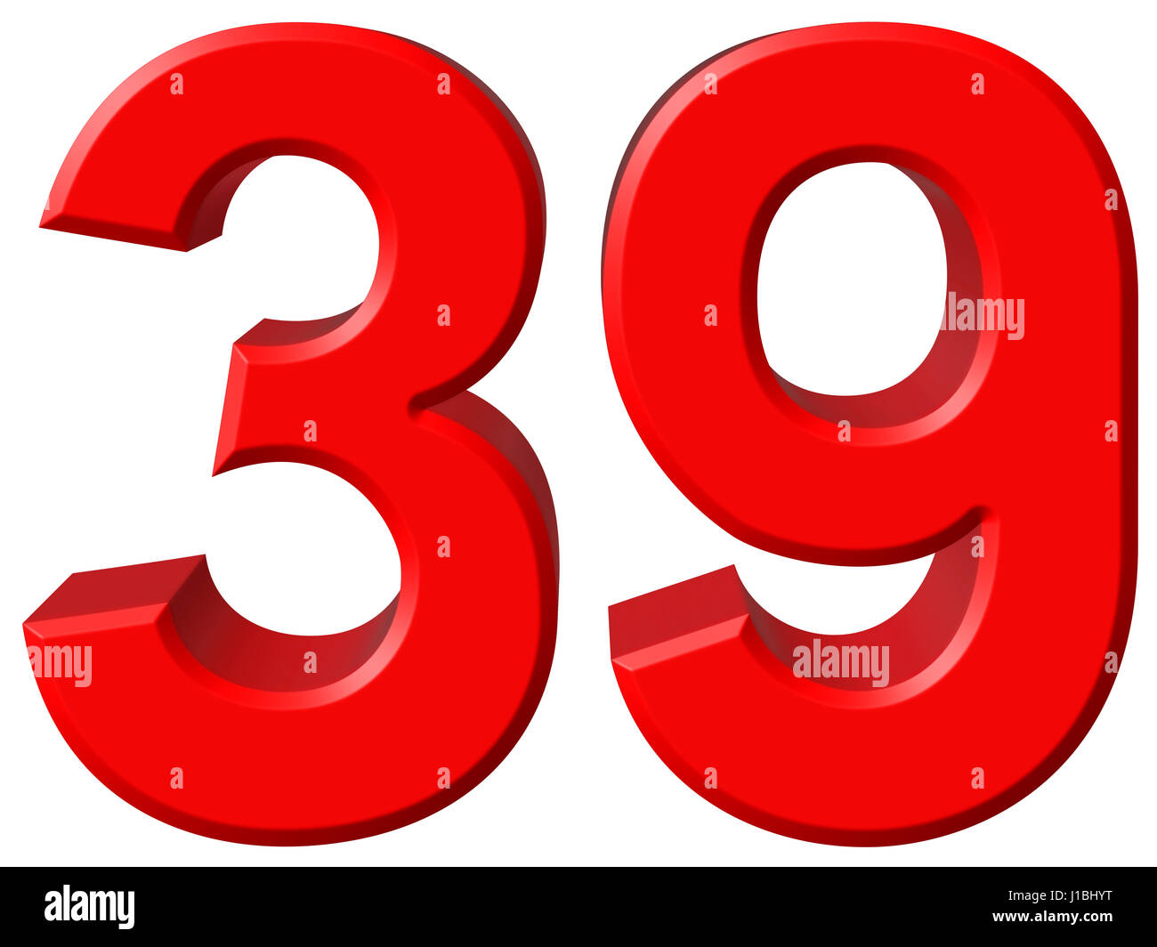 Numeral 39, thirty nine, isolated on white background, 3d render Stock ...