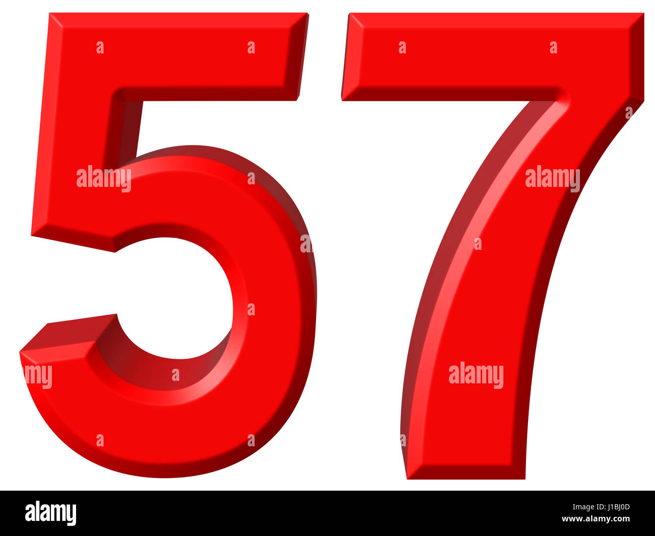 Numeral 57, fifty seven, isolated on white background, 3d render Stock ...