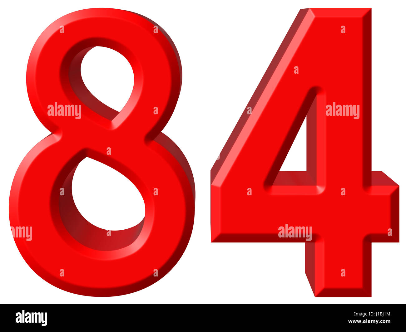 Numeral 84, eighty four, isolated on white background, 3d render Stock ...