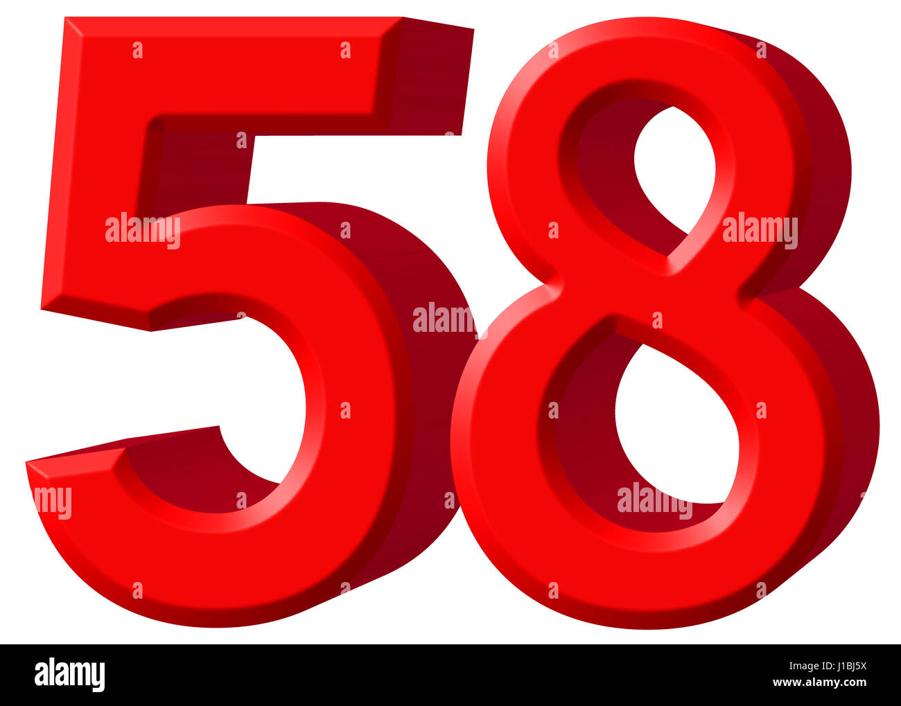 Numeral 58, fifty eight, isolated on white background, 3d render Stock ...