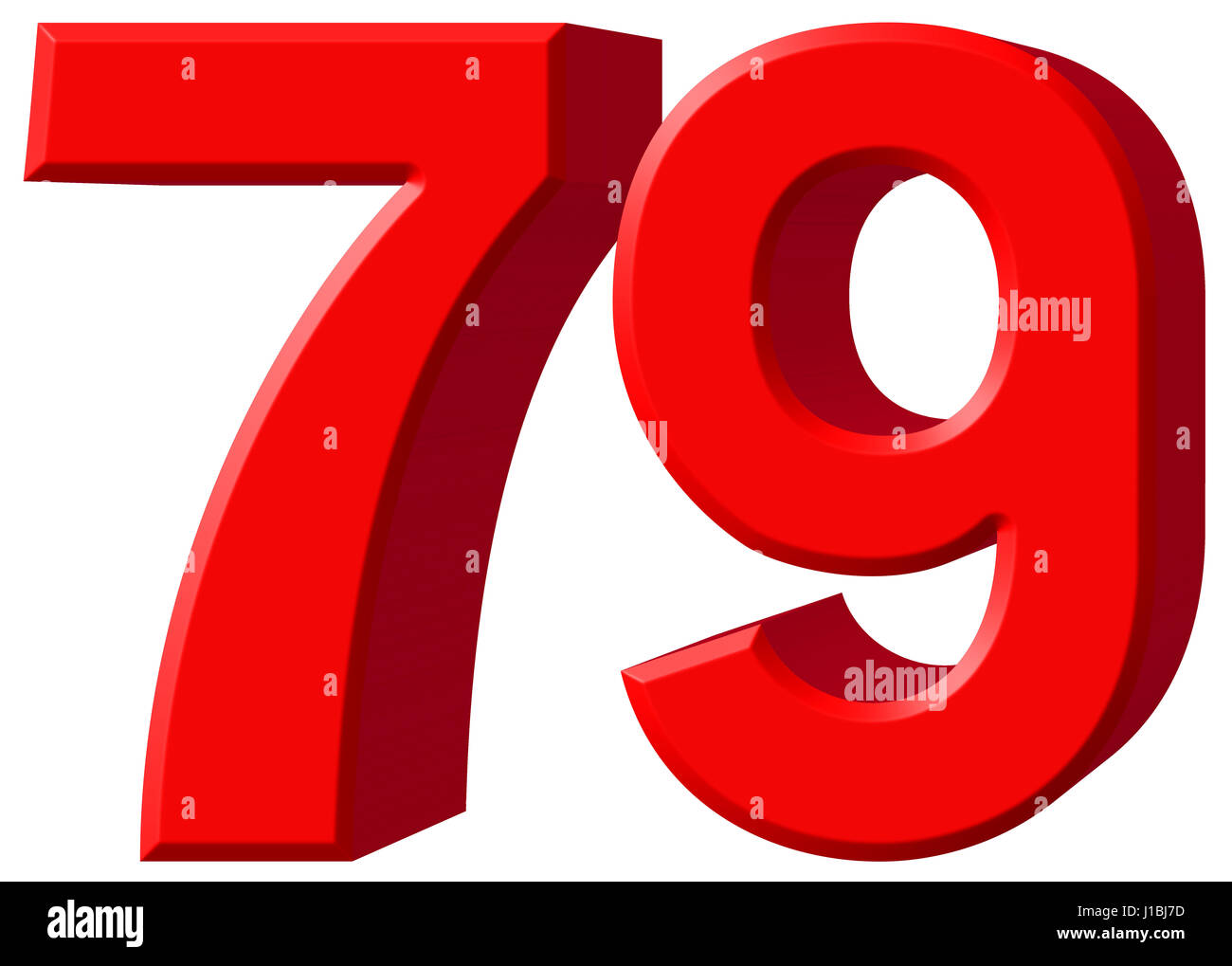 Numeral 79, seventy nine, isolated on white background, 3d render Stock ...