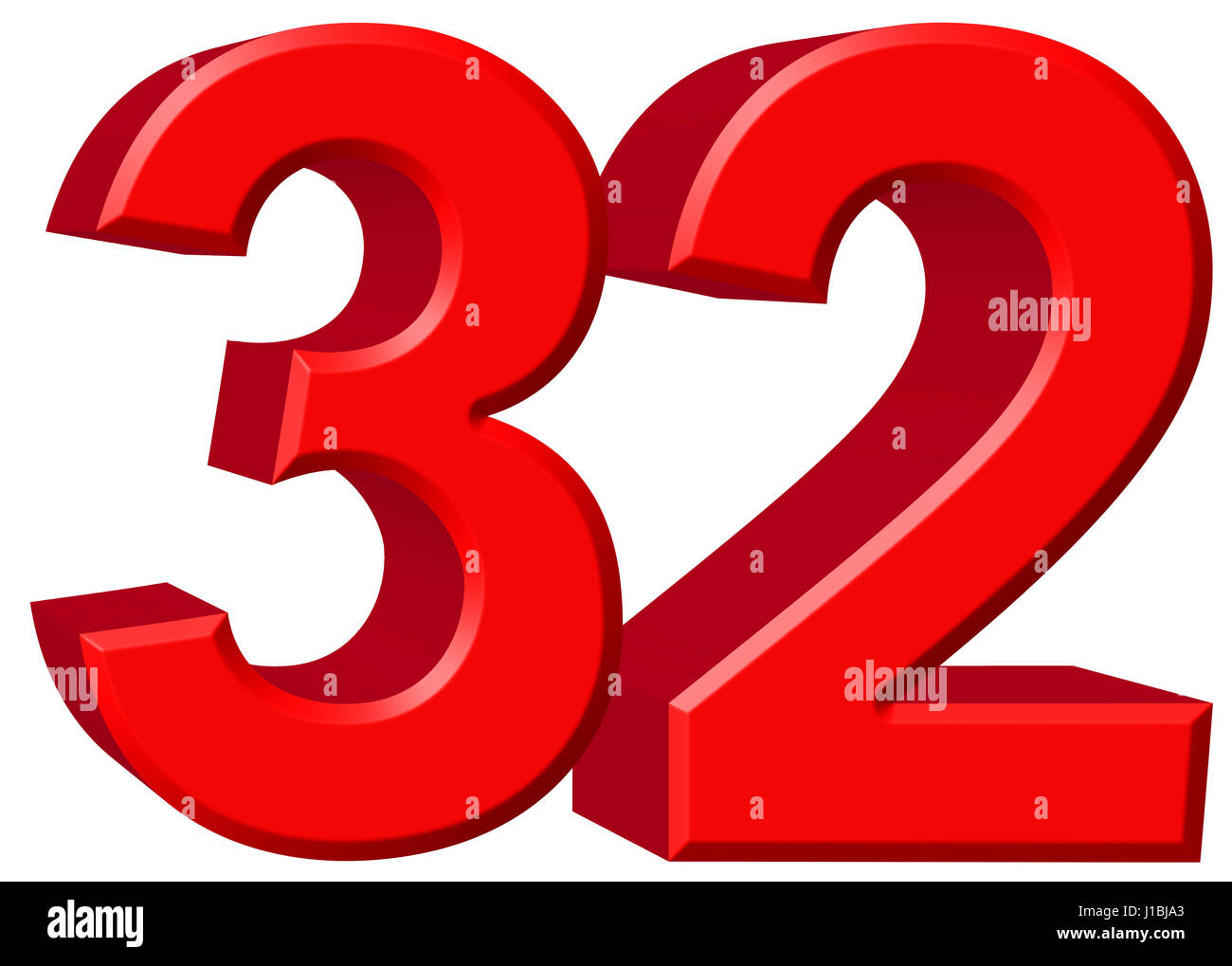 Numeral 32, thirty two, isolated on white background, 3d render Stock ...