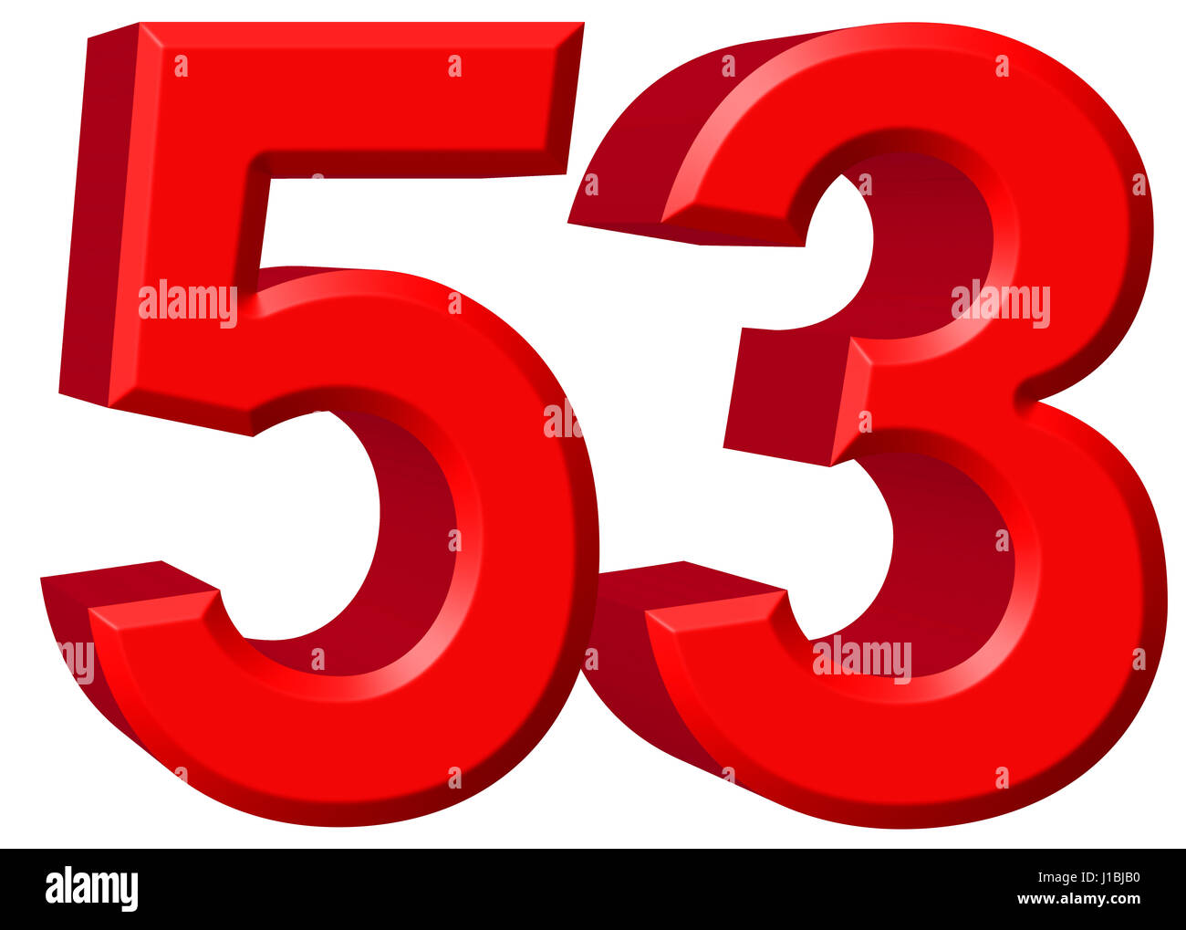Numeral 53, fifty three, isolated on white background, 3d render Stock ...