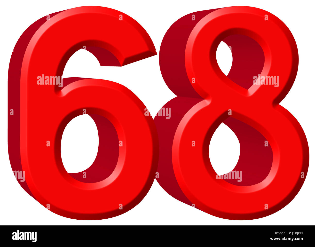Numeral 68, sixty eight, isolated on white background, 3d render Stock ...
