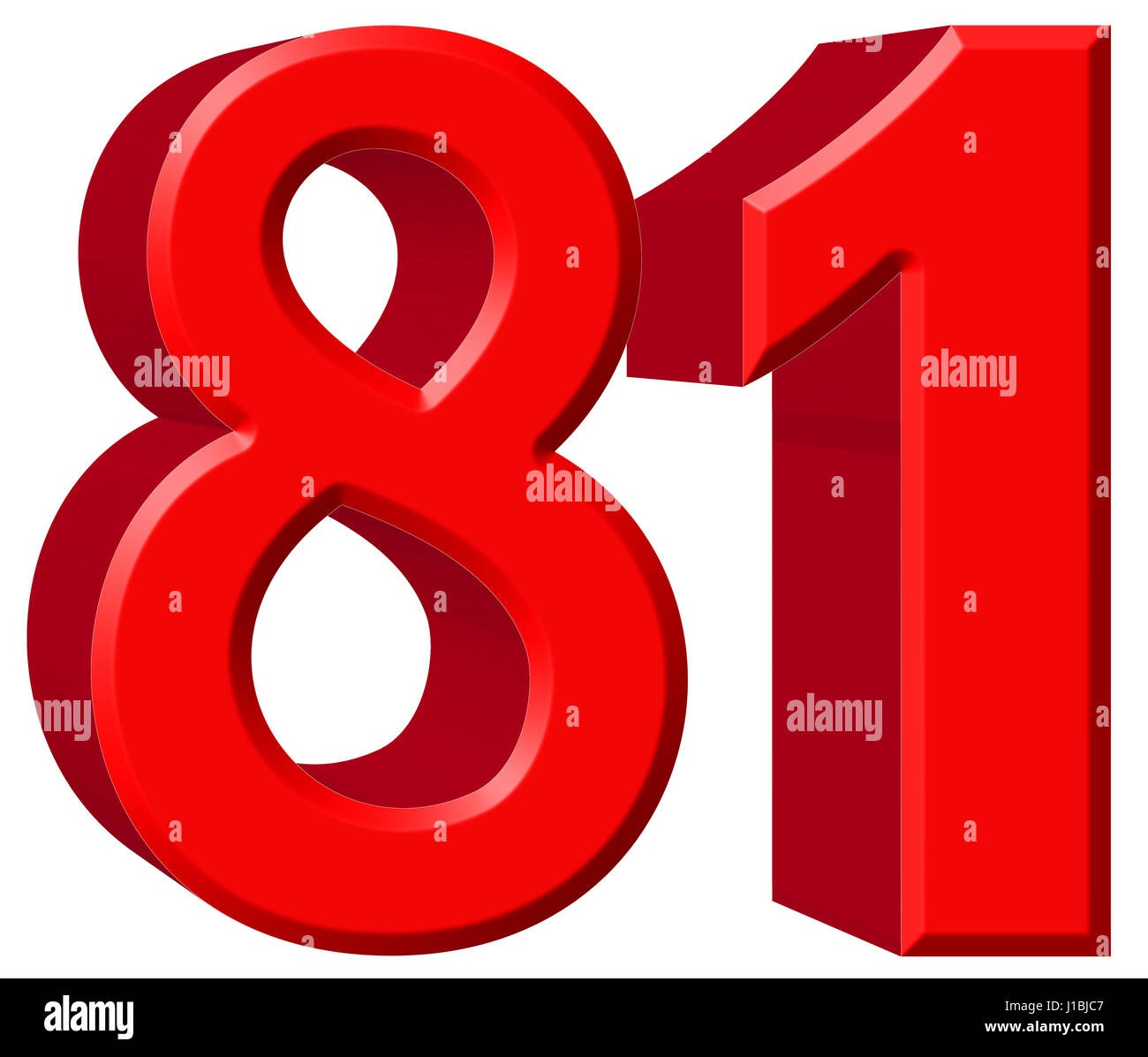 Numeral 81, eighty one, isolated on white background, 3d render Stock ...