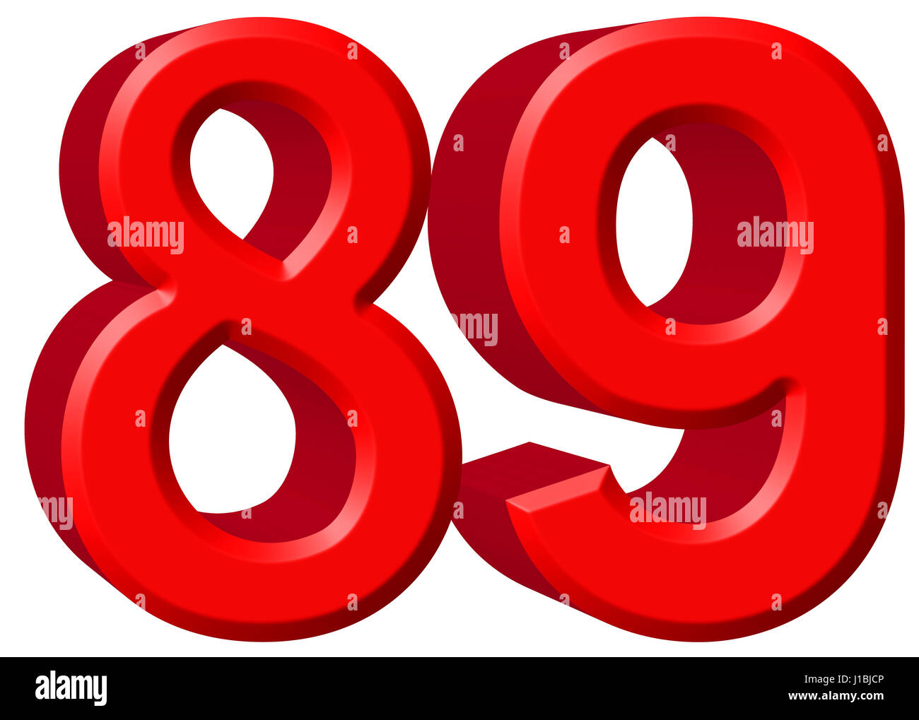 Numeral 89, eighty nine, isolated on white background, 3d render Stock ...