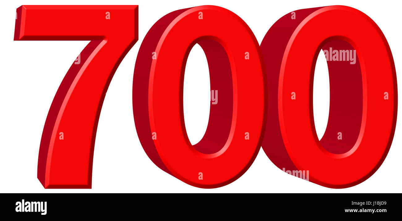 Numeral 700, seven hundred, isolated on white background, 3d render ...