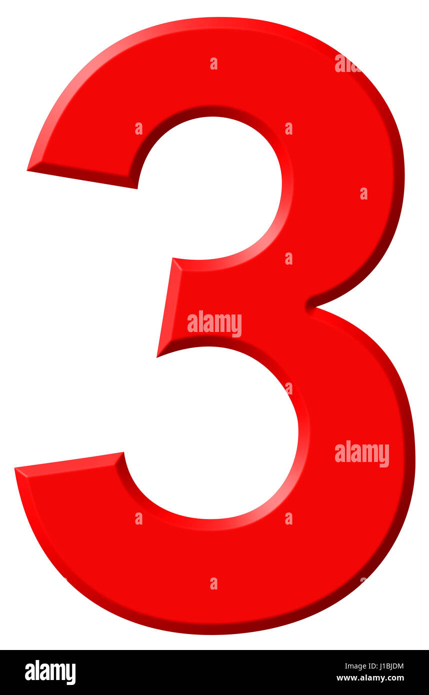 Numeral 3, three, isolated on white background, 3d render Stock Photo ...