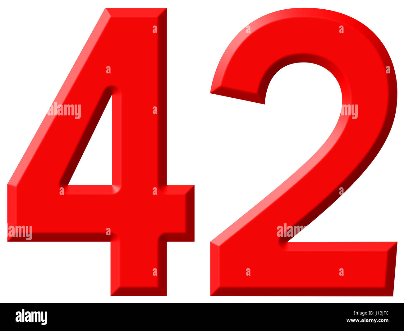 Numeral 42, forty two, isolated on white background, 3d render Stock ...