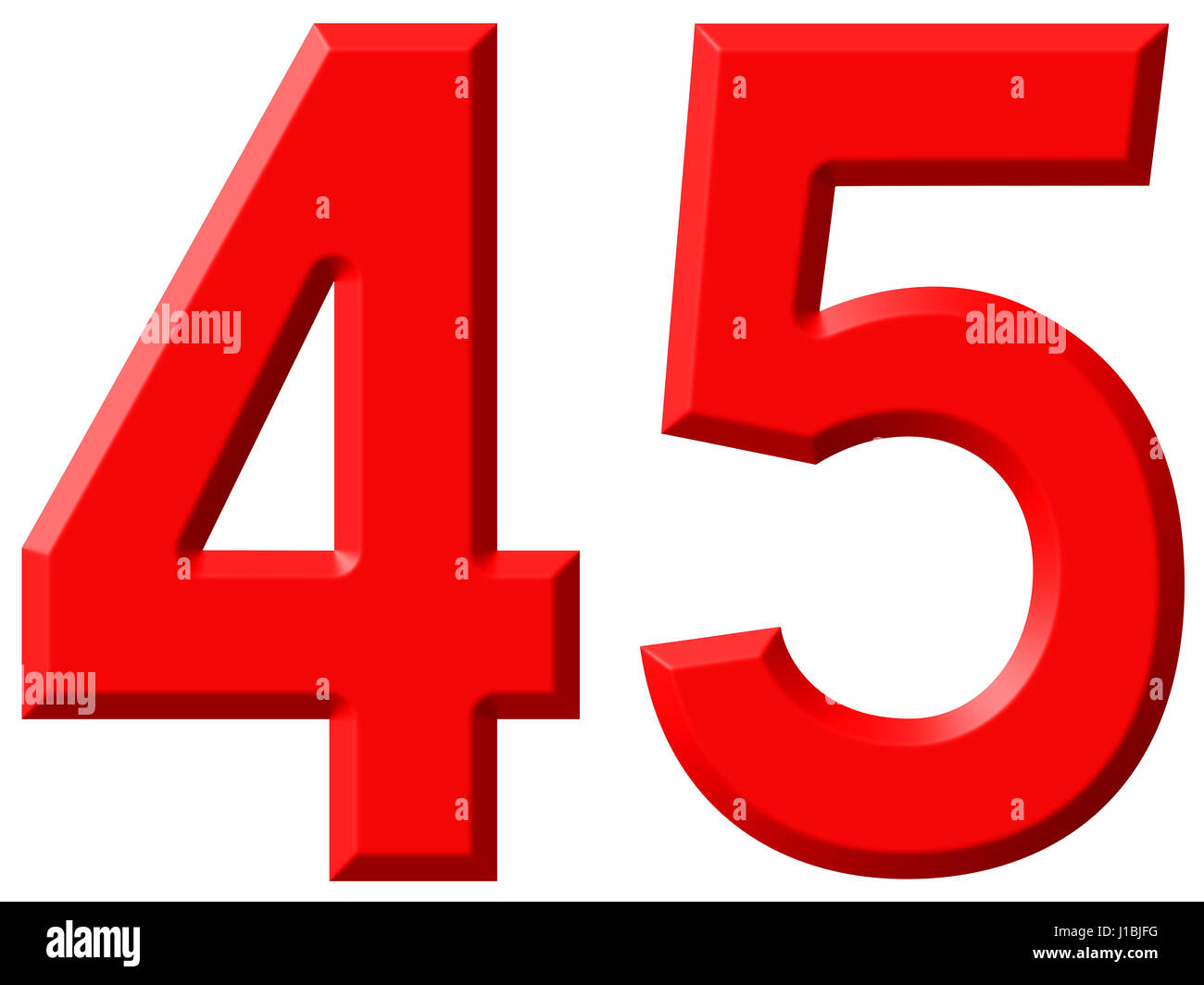Numeral 45, forty five, isolated on white background, 3d render Stock ...