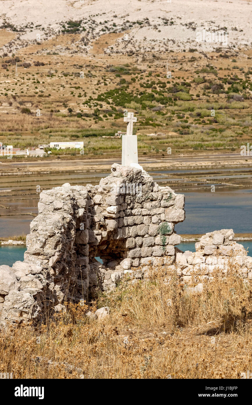 Remains od an old chapel near old Pag town (Stari grad), Pag island ...