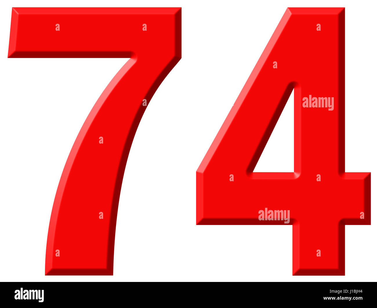 Numeral 74, seventy four, isolated on white background, 3d render Stock ...